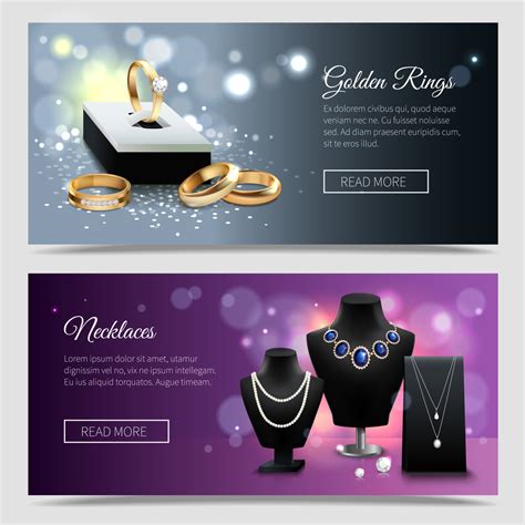 Horizontal Jewelry Realistic Banners Golden Rings | Jewelry banner, Elegant necklaces, Golden ring