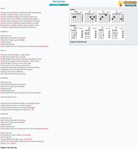 Chord: One by One - tab, song lyric, sheet, guitar, ukulele | chords.vip