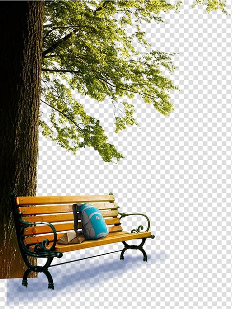 Brown wooden bench behind tree, Table Bench Garden furniture, Park bench transparent background ...