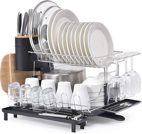 KINGRACK 2 Tier Dish Rack, 304 Stainless Steel Dish Drainer, Large ...