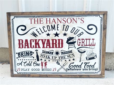 Personalized BBQ Sign Backyard BBQ Bbq Sign Camping Station Bbq Bar ...