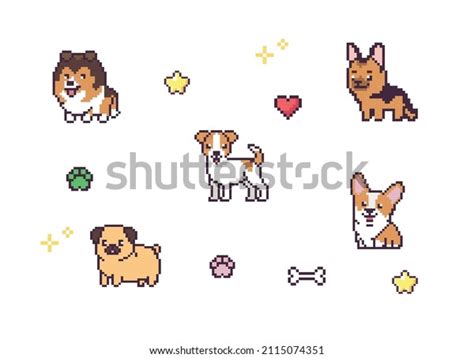 Cute Dog Breeds Pixel Art 80s Stock Vector (Royalty Free) 2115074351 ...