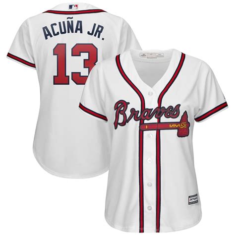 Women's Atlanta Braves Ronald Acuña Jr. Majestic White 2019 Home Cool ...