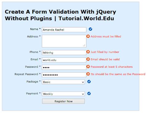 Create A Form Validation With jQuery Without Plugins - Online Website Design TutorialsOnline ...