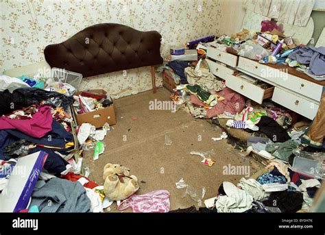 Filthy bedroom in abandoned housing seen after tenant had been evicted ...