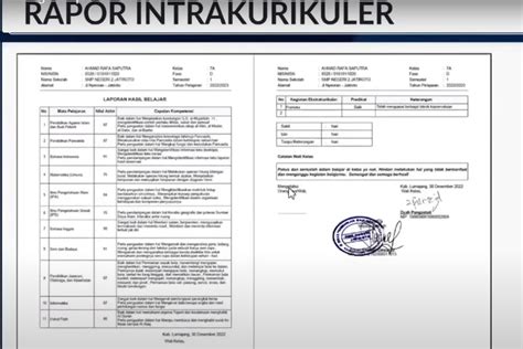 Contoh Rapor Siswa Dan Aplikasi Rapor Kurikulum Merdeka Untuk Sd | The ...