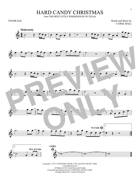 Hard Candy Christmas by Dolly Parton Sheet Music for Tenor Sax Solo at Sheet Music Direct