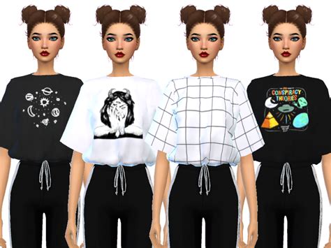 The Sims Resource - Tumblr Themed Cropped Tees - MESH NEEDED