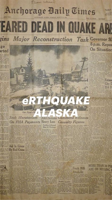 eARTHQUAKE HEADLINES ANCHORAGE ALASKA DAILY TIMES NEWSPAPER 1964 in 2022 | Alaska, Historical ...