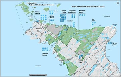 Map Bruce Peninsula National Park and Fathom Five National Marine Park | Parc national, Parcs ...