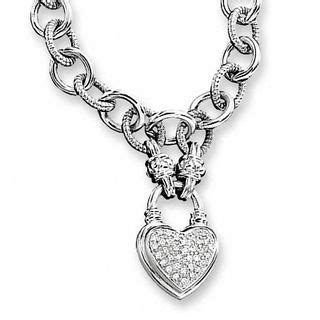 1/4 CT. T.W. Diamond Heart Link Necklace in Sterling Silver | Heart Necklaces | Necklaces | Zales