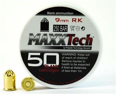 Walther 9mm R.K. (revolver) Blank Rounds, 50 Count