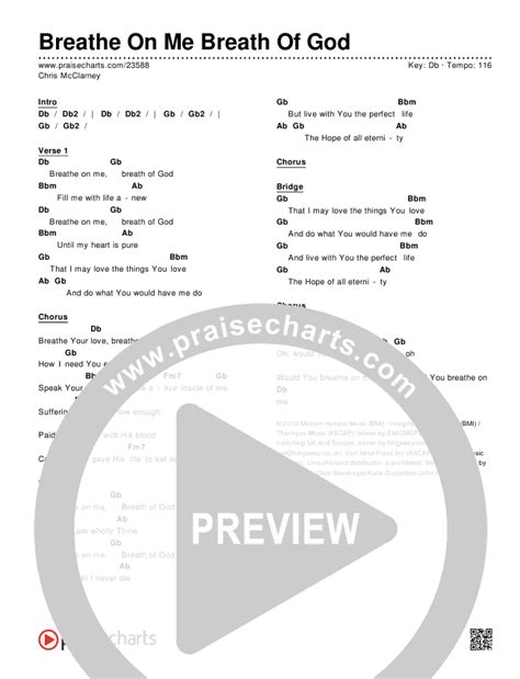 Breathe On Me Breath Of God Chords PDF (Chris McClarney) - PraiseCharts