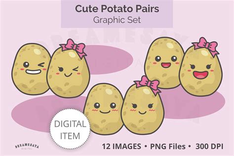 Kawaii Potato Pairs Png Clip Art Graphic by Dreamesaya · Creative Fabrica