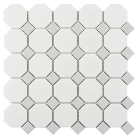 Octagonal Porcelain Mosaic Tile White & Grey | Mineral Tiles Stone Mosaic Tile, Porcelain Mosaic ...