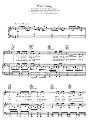 Your Song - Elton John Free Piano Sheet Music PDF