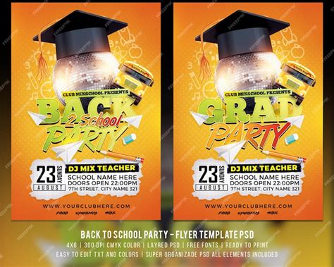 Premium PSD | Back To School Party Flyer Template PSD