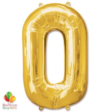 Number 0 Gold Foil Balloon 40 inch Inflated with Weight - Balloon Shop NYC