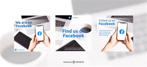 Follow Us On Facebook Banner Set Vector Download