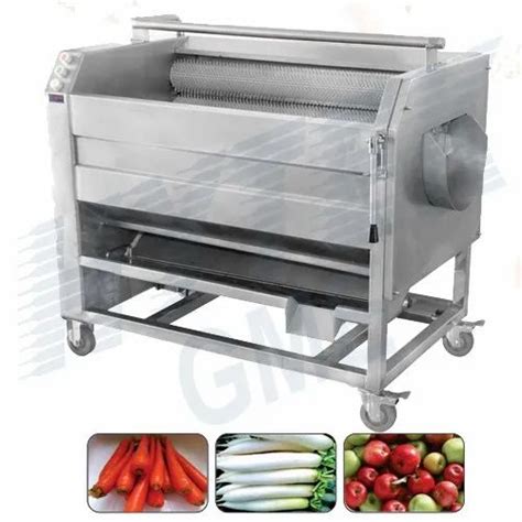 For Commercial Fruits And Vegetables Washing & Peeling Machine, Roller Brush Washer, 300 - 350 ...