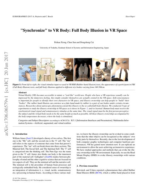 (PDF) "Synchronize" to VR Body: Full Body Illusion in VR Space