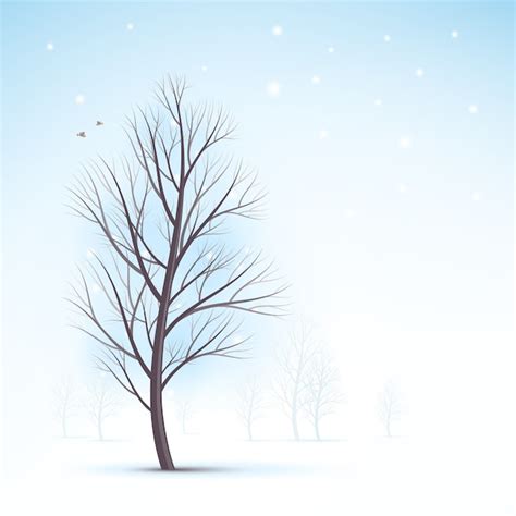 Premium Vector | Wintry landscape with bared tree