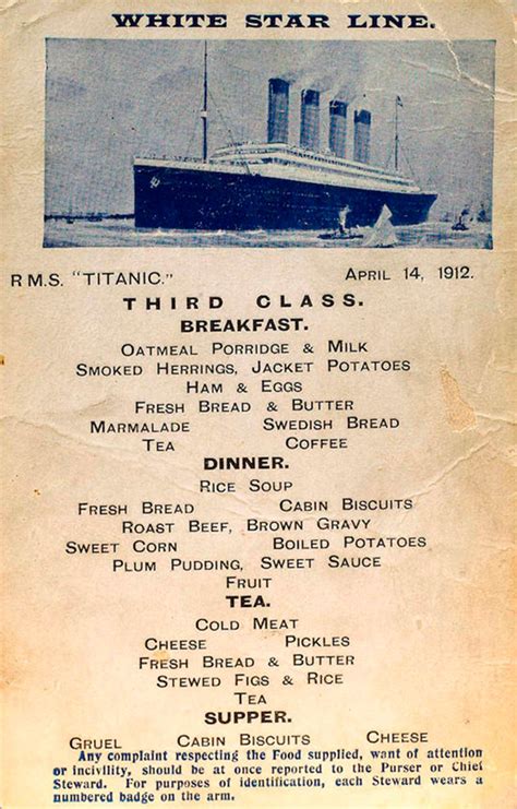 What Were People Eating On The Titanic? Menu Reveals What Was Served In First, Second And Third ...