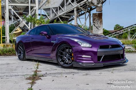 Purple Nissan GT-R Lowered on Velgen Wheels - GTspirit