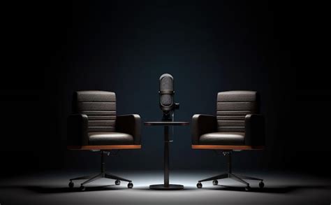 Premium AI Image | Two chairs and microphones in podcast interview talk ...