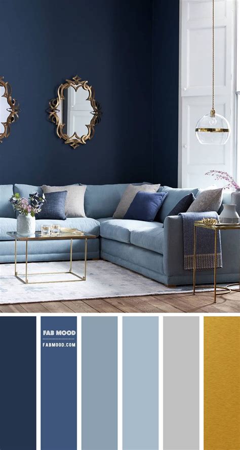 Shades of Blue and Grey Living Room { Blue, Grey and Gold Colour Scheme ...