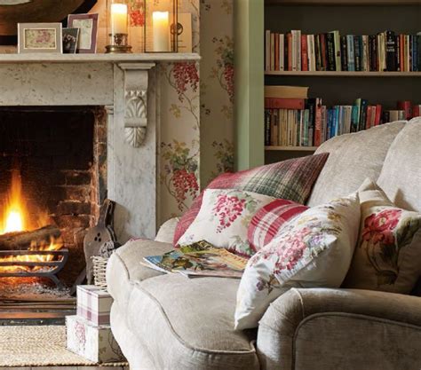 Keeping warm by the open fire in a cottage living room. | Cottage interiors, Country house decor ...