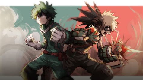 Izuku Midoriya and Katsuki Bakugou HD Anime Wallpaper