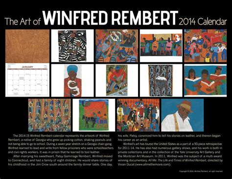 Back cover of the 2014 Winfred Rembert Calendar! | Documentary film, International film festival ...