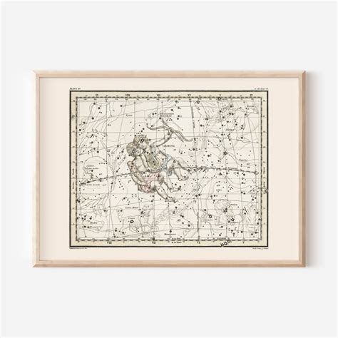 GEMINI Star Map Print, Zodiac Sign Print, Professional Reproduction ...