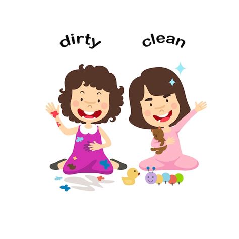 Opposite dirty and clean vector illustration | Premium Vector