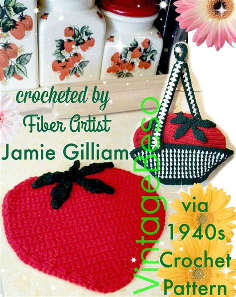 Strawberry Potholder CROCHET Pattern Vintage 1940s Super | Etsy in 2021 ...