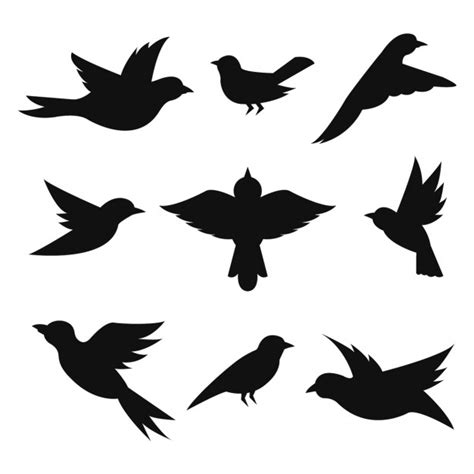 Free Vector | Birds silhouettes collection | Bird silhouette, Bird stencil, Bird template