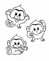 3 Little monkeys  Monkey Coloring Pages For Kids sketch template