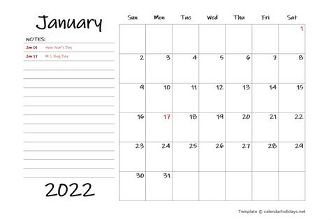 2022 Monthly Template - CalendarHolidays.net