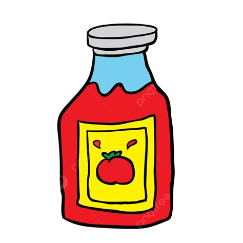 Freehand Drawn Cartoon Ketchup Drawing Illustration Bottle Vector, Drawing, Illustration, Bottle ...