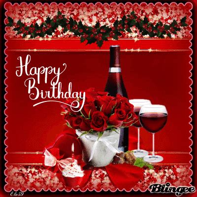 Red Wine And Roses Happy Birthday Gif Pictures, Photos, and Images for ...