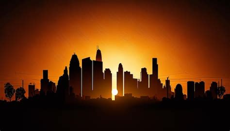 Premium Photo | A silhouette of the city during sunset