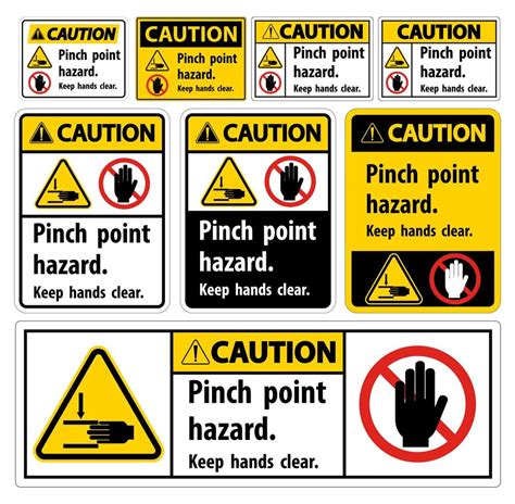 Pinch Point Hazard Caution Sign Set 831215 Vector Art at Vecteezy