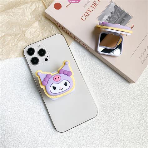 Sanrio Kuromi Mobile Phone Mirror Sticker Portable Makeup Mirror Desktop Mobile Phone Stand ...