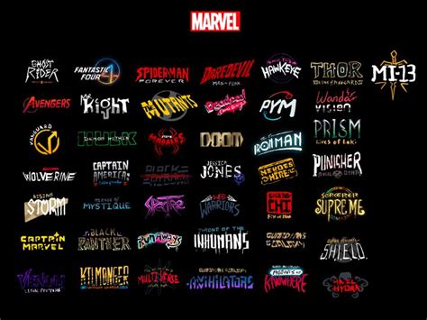 Logo Drafts Marvel Comics Lineup | Marvel movie characters, Marvel and ...