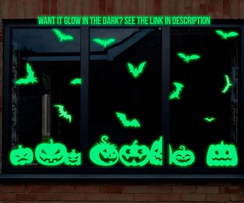 Halloween Window Decals Halloween Pumpkins and Bat Window - Etsy