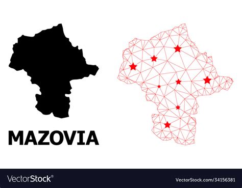 Mesh polygonal map mazovia province with red Vector Image