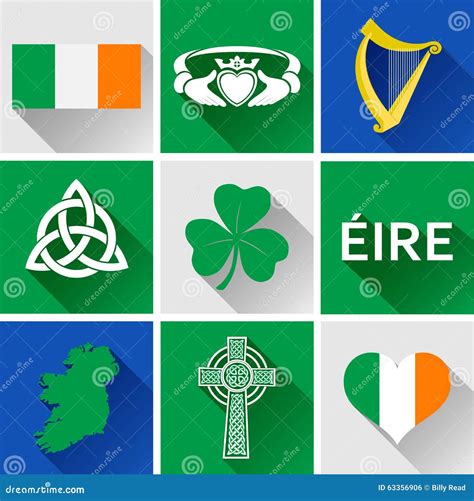 Ireland Flat Icon Set stock vector. Illustration of identity - 63356906