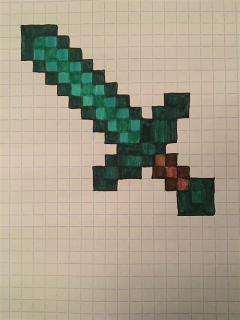 How To Draw A Minecraft Sword On Graph Paper