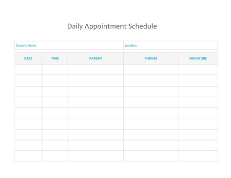 Printable Weekly Appointment Template